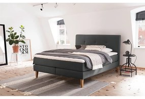 Antracitszürke boxspring ágy 180x200 cm Stockholm – Meise Möbel