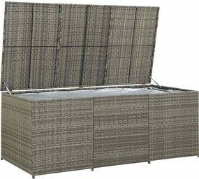 Szürke Polyrattan Kerti Tárolóláda 180 X 90 X 70 Cm