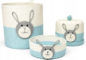 3 Db-os Pamut Nyuszis Kosár Szett Gyerekszobába Lengyelországban Készült