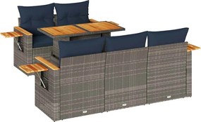 vidaXL 6 részes szürke polyrattan kerti ülőgarnitúra párnákkal