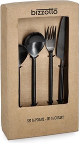 Fekete rozsdamentes acél négyszemélyes evőeszköz készlet 16 db-os Bronte – Bizzotto