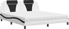 vidaXL fehér és fekete műbőr ágy Viana matraccal 180 x 200 cm