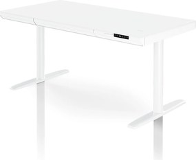 Elektromos ülő-álló íróasztal fiókkal és Qi vezeték nélküli töltővel fehér, 1400 mm: ELLIS