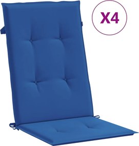 vidaXL 4 db királykék szövet magas háttámlájú székpárna 120x50x3 cm