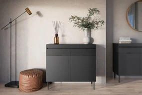Sentia komód 105 cm, kétajtós két fiókkal - fekete / fekete