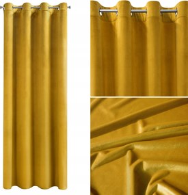Kész velúr bársony függöny 135x250cm mustársárga áttetsző
