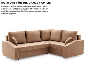 Grande Plus sarokkanapé, jobboldali, szövet anyag, barna