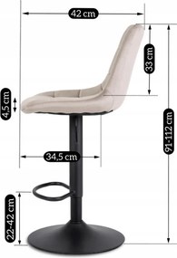 ARCOS 2 bárszék bézs bársony