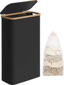 65l szennyeskosár fedéllel, keskeny kialakítás, 42 × 22,5 × 70,5 cm, fekete