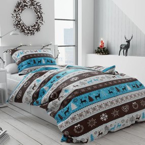 TÉLI RÉNSZARVAS barna pamut ágyneműhuzat Ágyneműhuzat mérete: 70 x 90 cm | 140 x 200 cm