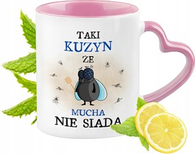 Unokatestvér bögre rózsaszín szív alakú füllel Kávé ajándék