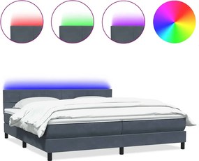 vidaXL sötétszürke bársony rugós és LED-es ágy matraccal 180x210 cm