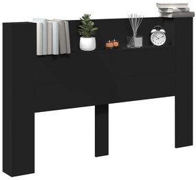 Fejtámla LED -es lámpákkal Fekete 160 x 16,5 x 103,5 cm Faanyag