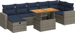 vidaXL 8 részes barna polyrattan akácfa kerti ülőgarnitúra párnákkal