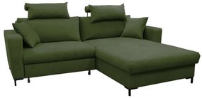 HORTA L-alakú, jobboldali kinyitható sarokkanapé tárolóval, zöld