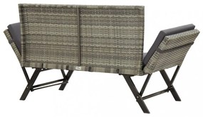 szürke polyrattan kerti pad párnákkal 176 cm