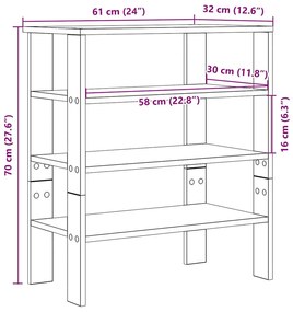 antik fa szerelt fa cipőtartó 61x32x70 cm