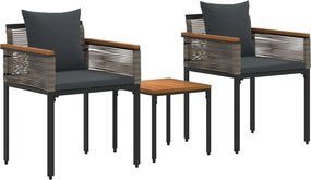 vidaXL Kültéri Bútor Szett 3 pcs Szürke és sötétszürke PE Rattan