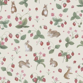 Holden Decor Adventure Awaits Bunnies & Berries krém állatos papír tapéta – 14140