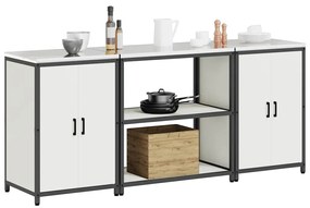Konyhai Tároló Készlet polcokkal 3 pcs Fehér 210 x 50 x 92 cm
