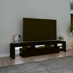 fekete TV-szekrény LED-világítással 200x36,5x40 cm