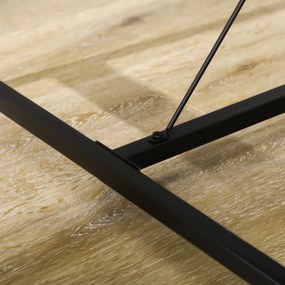 HOMCOM Étkezőasztal Szett 2 Padlóval Acél Váz 4 Fős Asztal 120 x 70 x 75 cm Pad 100 x 30 x 45 cm Konyhához Étkezőhöz Nappalihoz Természetes és Fekete