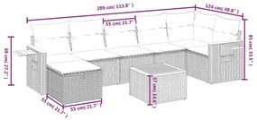 8 részes fekete polyrattan kerti ülőgarnitúra párnákkal