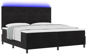 Boxspring Ágy Mattal és LED Fekete 200x200 cm Bársonyos