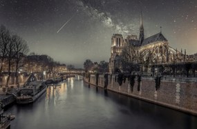 Poszter 91,5x60cm Notre-Dame de Paris éjszaka, Assaf Frank