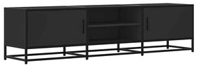 fekete szerelt fa és fém TV-szekrény 160x35x41 cm