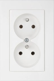 Dupla aljzat fehér földelt cseh PT-60W kerettel Onyx Abex