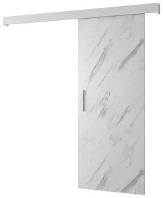 Tolóajtó 90 cm Sharlene I (fehér márvány + matt fehér + ezüst). 1043589