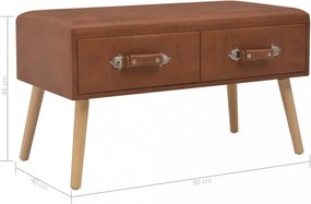 barna műbőr pad fiókokkal 80 cm