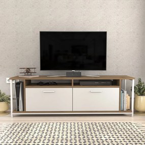 Omar TV-állvány, fehér-dió, 160 cm