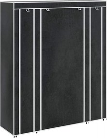 vidaXL fekete szövet ruhásszekrény tárolórekeszekkel 45x150x176 cm
