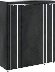vidaXL fekete szövet ruhásszekrény tárolórekeszekkel 45x150x176 cm