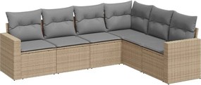 vidaXL 6 részes bézs polyrattan kerti ülőgarnitúra párnával