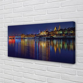 Canvas képek Varsó város éjszaka folyó híd 120x60 cm