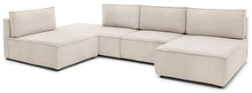 Krémszínű kordbársony sarokkanapé (variálható) Nihad modular – Bobochic Paris