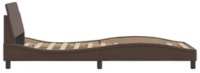 barna műbőr ágykeret fejtámlával 90 x 200 cm