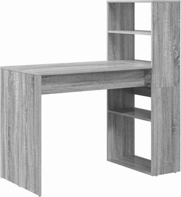 vidaXL Asztal polcokkal Szürke Sonoma 113 x 54 x 120 cm Faanyag