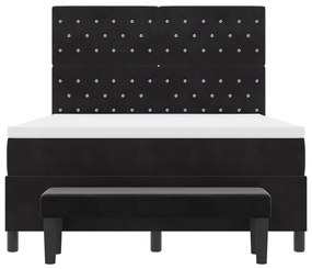Box Spring Ágy Matraccal és Pad Fekete 140x190 cm Bársonyos