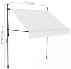 krémszínű kézzel kihúzható LED-es napellenző 100 cm