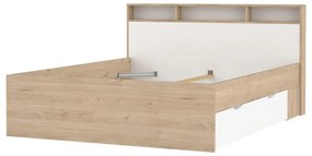 Natúr színű ágyneműtartós franciaágy ágyrács nélkül 160x200 cm tölgyfa dekorral Ikast – Tvilum