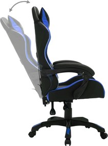 vidaXL kék és fekete műbőr versenyszék RGB LED-világítással