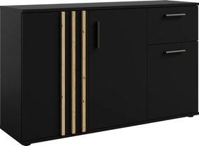 Komód, 3D1S, fekete/artisan tölgy, TOLIS TYP 2