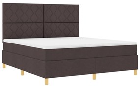 Box Spring Ágy matraccal és LED-del Sötétbarna 180x200 cm Szövet