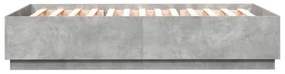 betonszürke szerelt fa ágykeret LED-del 160 x 200 cm