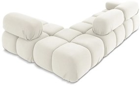 Fehér bársony moduláris sarokkanapé (jobb oldali) Lokua – Makamii