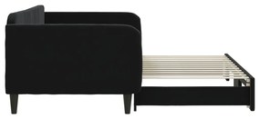 fekete kihúzható bársonyheverő 100 x 200 cm